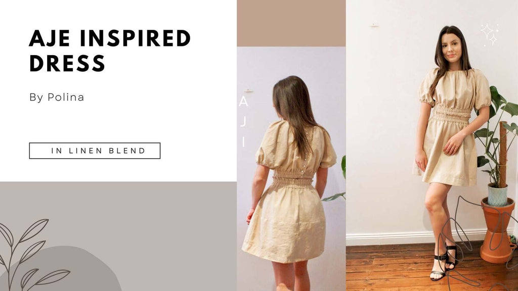 Aje inspired dress in light khaki linen blend by Polina