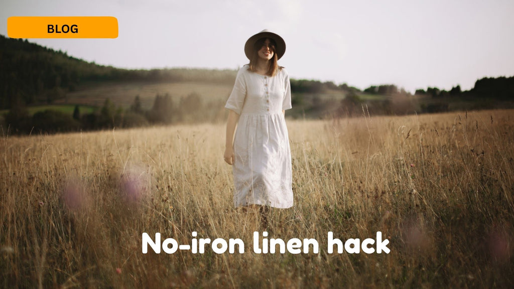 lady wearing linen dress in a filed