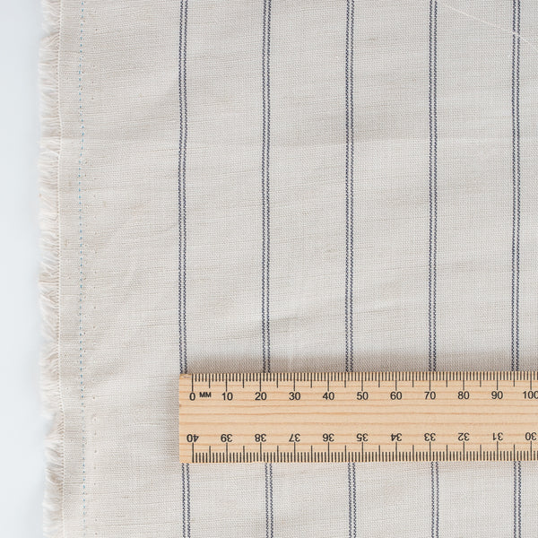 Textured Twin Striped Weave Linen Blend Fabric, 66% Linen 34% Cotton, 130 GSM, with subtle square slubby weave pattern, ideal for stylish and tactile garments and home décor