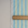 Aqua & Green Striped Linen Blend Fabric. Lightweight linen-cotton blend fabric with green and blue stripes, ideal for comfortable and stylish clothing and home décor