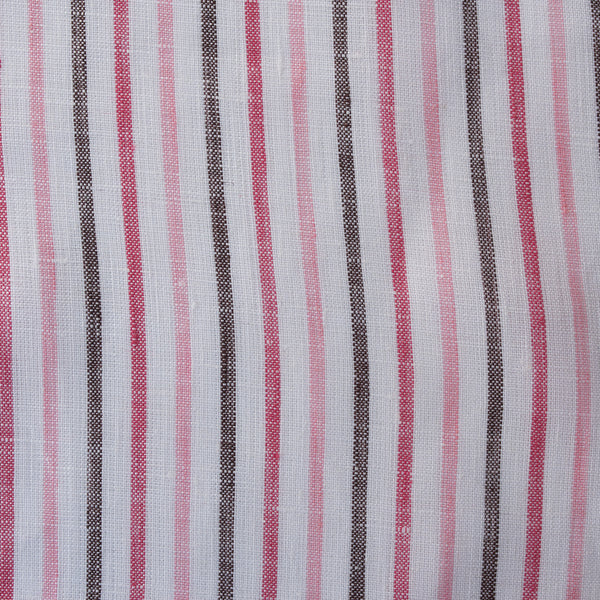 Blush & Cocoa Stripe 100% Linen Fabric