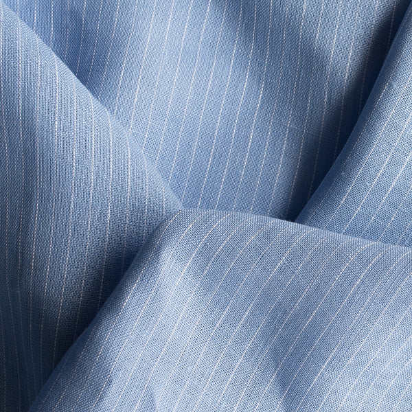 Blue Mist Pinstripe 100% Linen Fabric