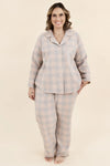 Elegant Carolyn Pajamas set with classic notched collar, customizable sleeve options, and contrasting piping details, designed for intermediate sewers