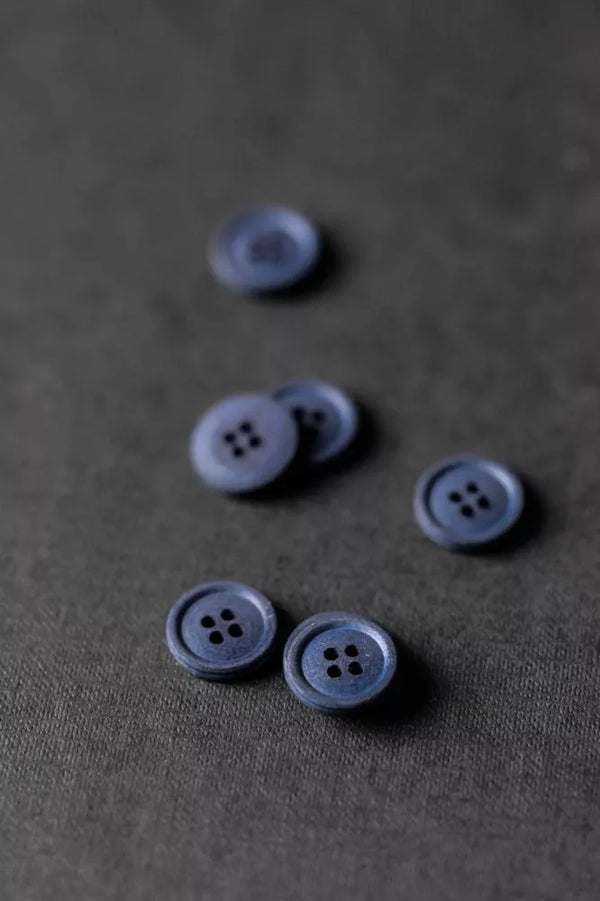 Dark Navy Cotton Button 11mm - organic cotton sewing button, eco-friendly and washable