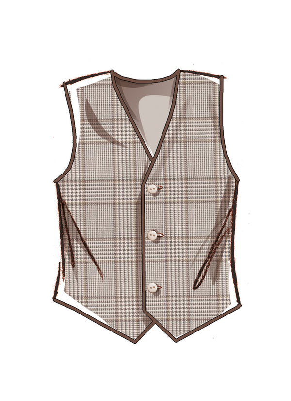 McCall's Sewing Pattern M8442 for unisex lined vests with V-neckline and optional pocket details.