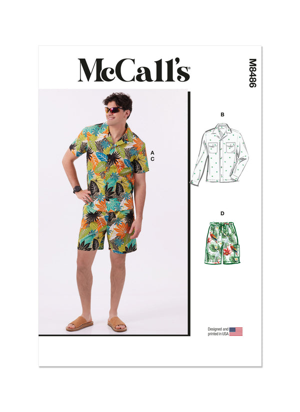 McCall's Men's Shirts and Shorts Sewing Pattern M8486