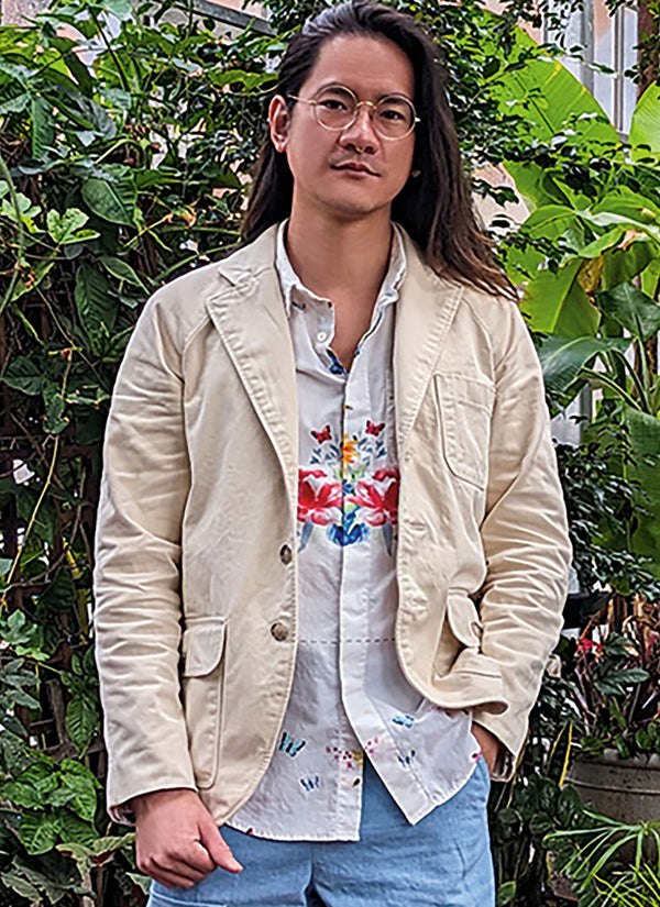 Know Me Sewing Pattern ME2075 by Donny Q for men’s tailored jacket with notched collar and fitted pants with waistband and fly zipper