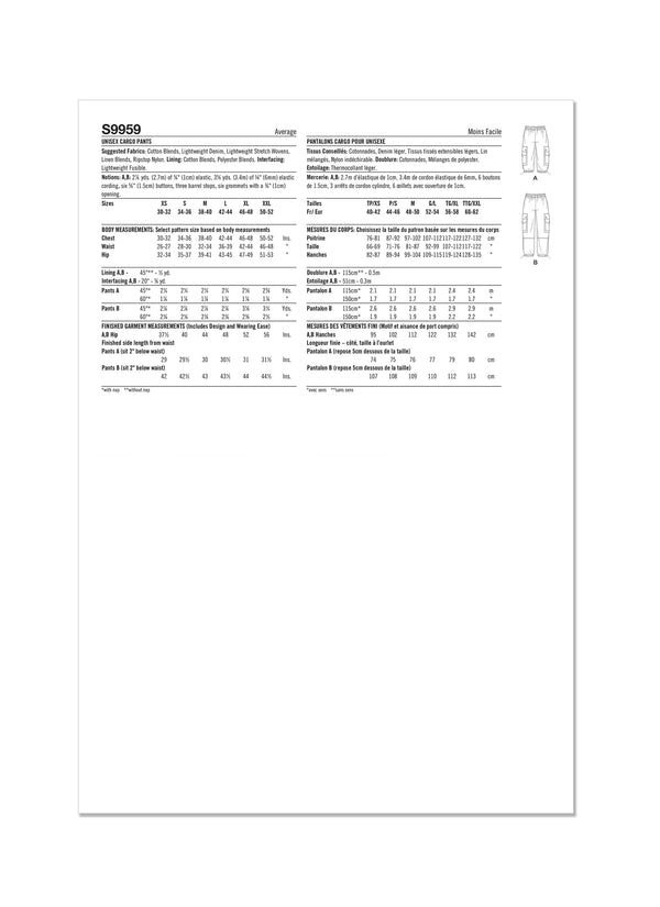 Unisex cargo pants made using Simplicity Sewing Pattern S9959