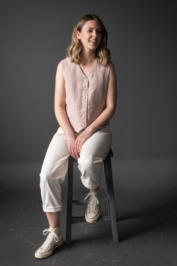 Miller Sewing Pattern - Boxy Waistcoat with Welt Pockets and Stitched Belt