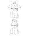 Etta Sewing Pattern - Simple Wrap Dress with Lined Bodice and Inseam Pockets-drawing