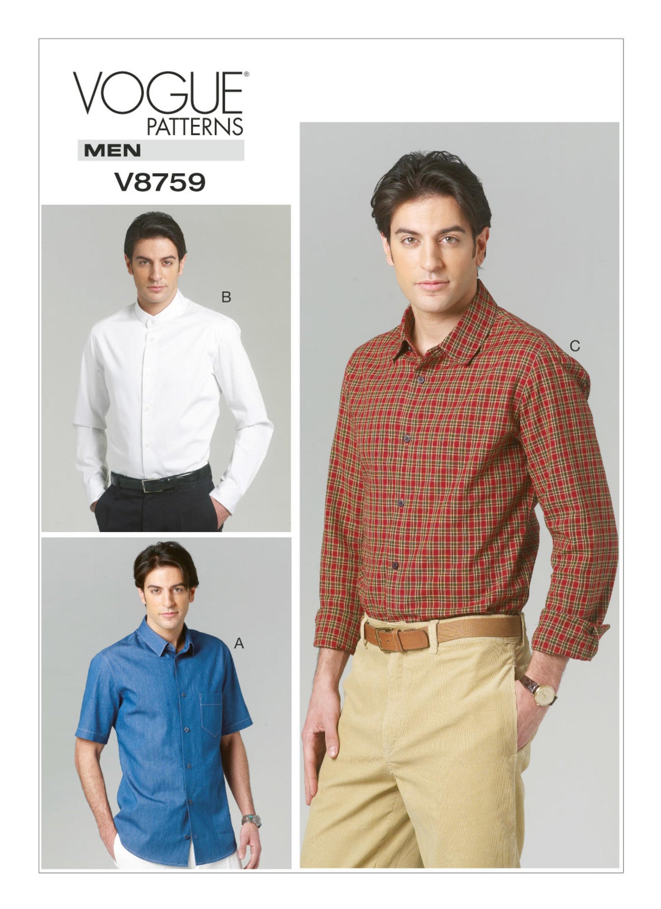 Vogue Men's Button-Down Shirts Sewing Pattern V8759 – Classic