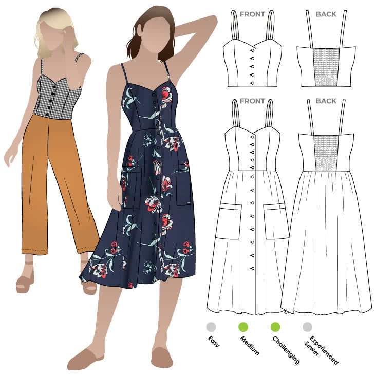 Ariana Woven Dress Sewing Pattern | Fitted Bodice & Full Skirt de Linum Ariana Woven Dress Sewing Pattern | Fitted Bodice & Full Skirt de Linum