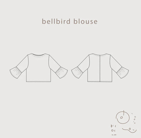 Bellbird Blouse Sewing Pattern - Versatile Everyday Top in AUS Sizes 6-20 drawing