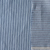 Close-up of Bluehaven Pinstripe linen fabric in pale blue with fine navy pinstripes, 100% linen, 140 GSM, 60 LEA yarn dyed