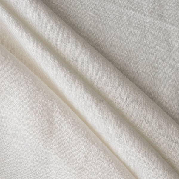 Close-up of Chalk White extra wide 280cm 100% linen fabric 300gsm for jackets, aprons, cushions, curtains and structured home textiles with a subtle texture