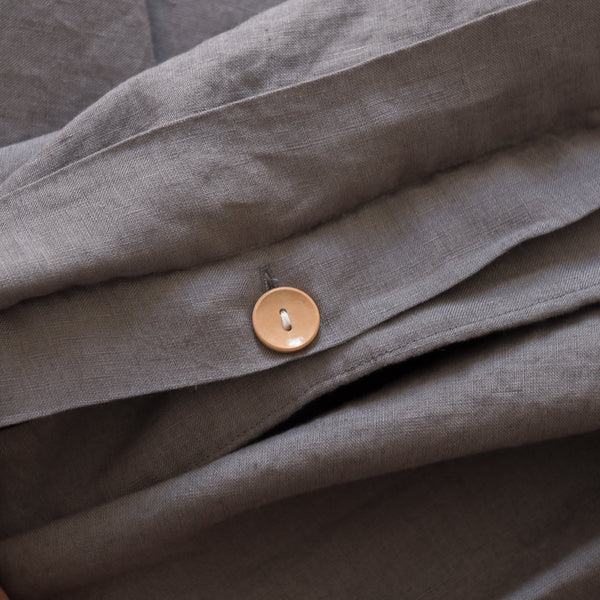 Charcoal grey 100% linen duvet cover breathable soft natural bedding