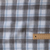 Classic Slate Plaid Linen Fabric – grey and blue check pattern on white background, 100% linen