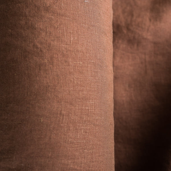 Close-up of Cocoa extra wide 100% linen fabrictexture
