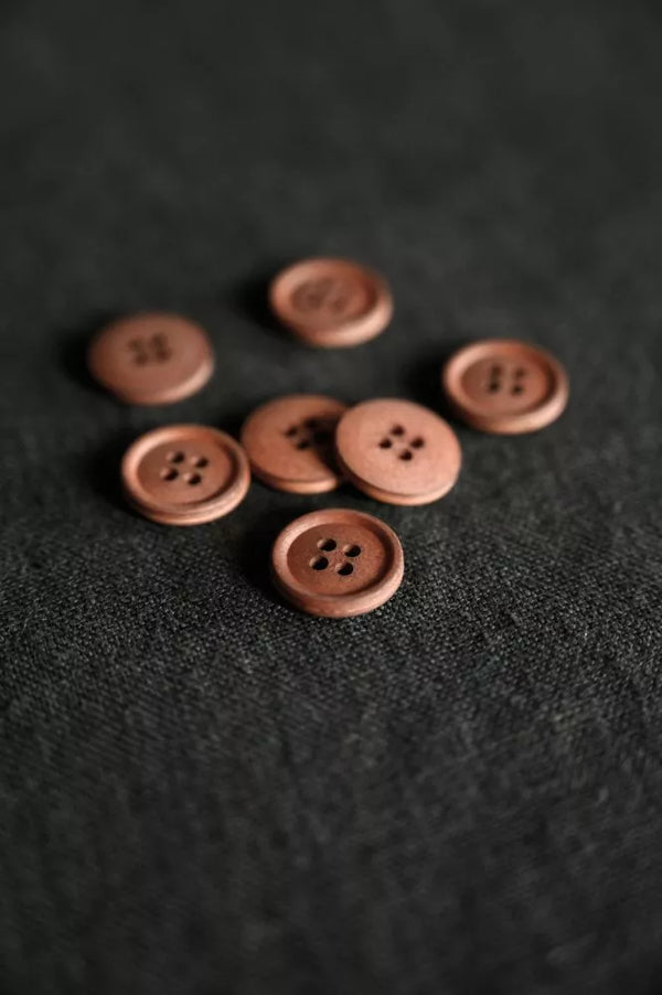 Brown/Red Cotton Button 15mm - organic cotton sewing button, eco-friendly and washable