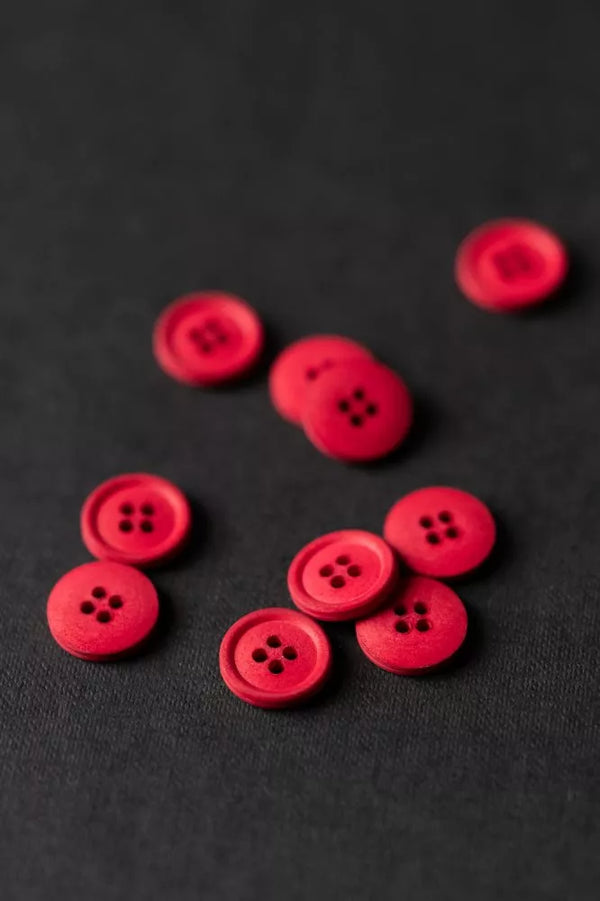 Classic Red Cotton Button 11mm - organic cotton sewing button, eco-friendly and washable