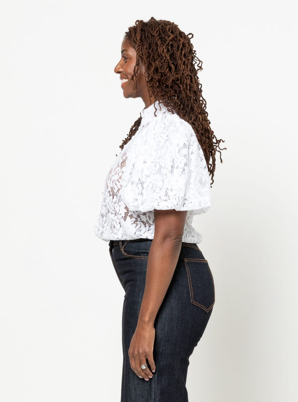 Dallas woven shirt and dress sewing pattern in white