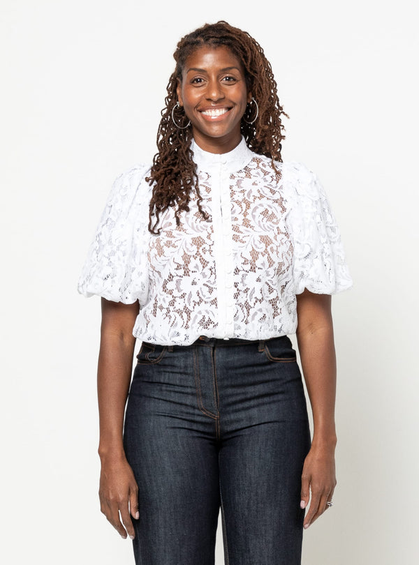 Dallas woven shirt and dress sewing pattern in white