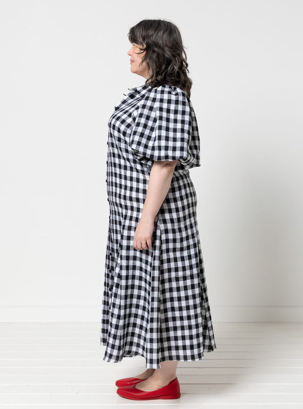 Dallas woven shirt and dress sewing pattern in gingham