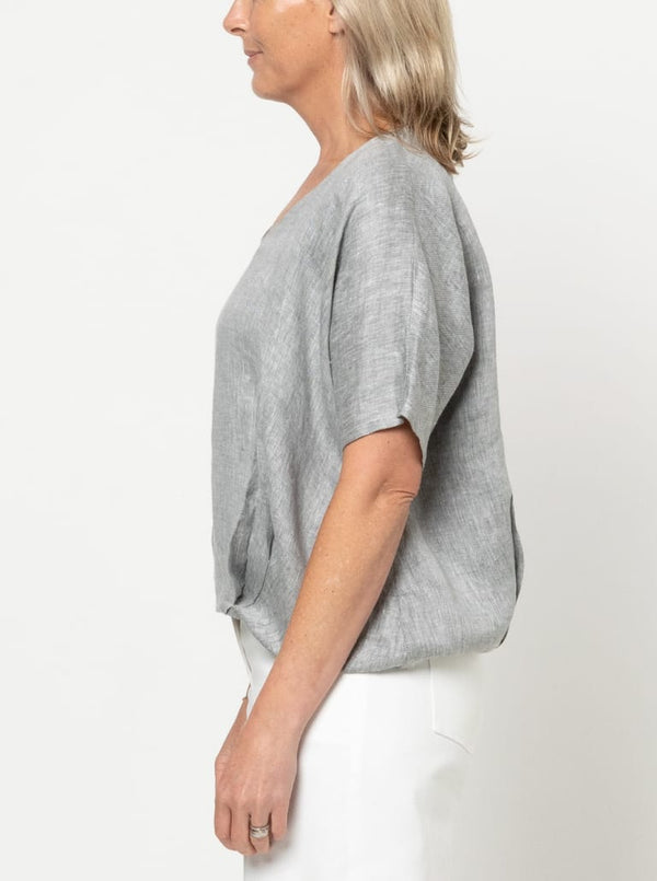 Daphne Tunic Sewing Pattern – oversized cocoon shape tunic with hem tucks and U neckline