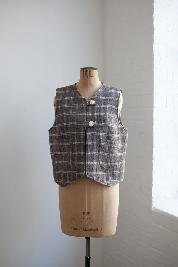 Waistcoat made using Devon Waistcoat Sewing Pattern PDF – Relaxed fit, fully lined, reversible design with patch pockets and button or snap closures.