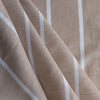 Dune Stripe Yarn-Dyed Linen Blend Fabric – deep beige with evenly spaced white stripes, lightweight 130 GSM