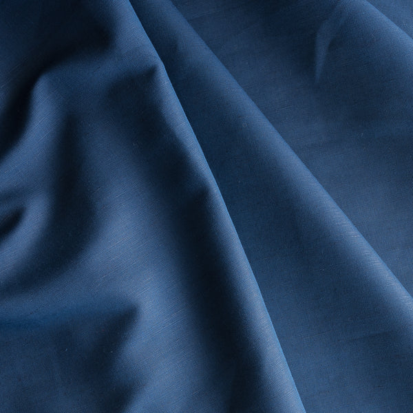 Eclipse Blue Linen Blend Fabric – deep blue shade, lightweight 135 GSM, linen-cotton blend