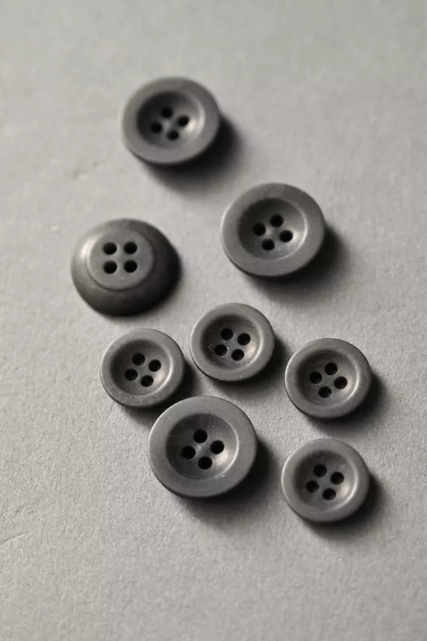 Grey corozo button 18mm, 4 hole sewing button