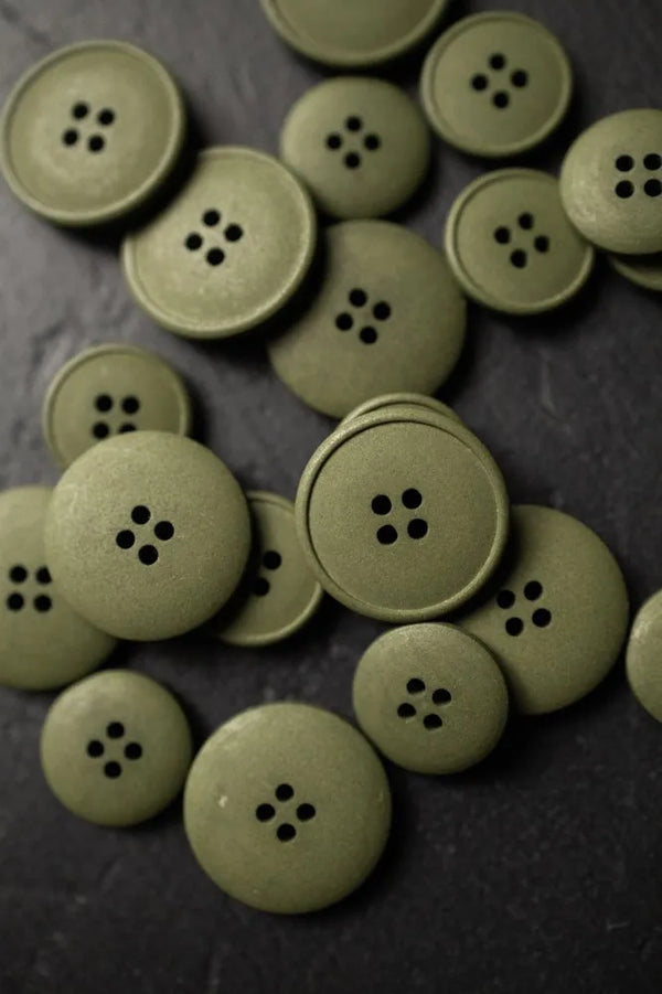 Mid Green Hemp Button 15mm - eco-friendly hemp button for sewing and garments