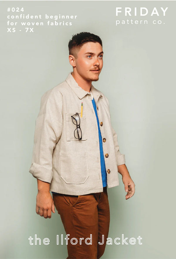 Ilford Jacket Sewing Pattern – unisex modular jacket or shirt with sleeve and pocket options (XS–7X)