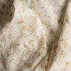 Ivory Bloom Embroidered Linen Fabric – lightweight natural linen with tonal leafy vine embroidery