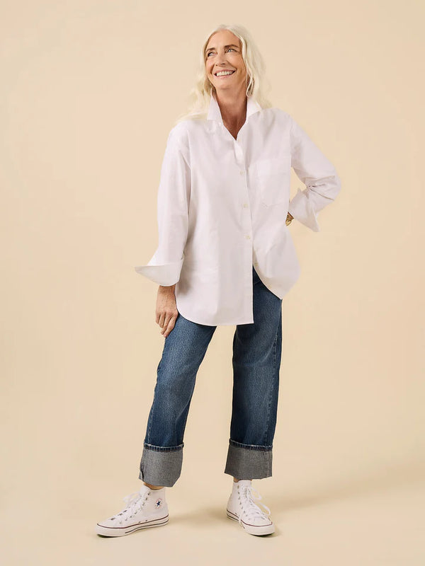 Jenna Shirt + Shirtdress Sewing Pattern – oversized button-up with drop shoulder & classic details