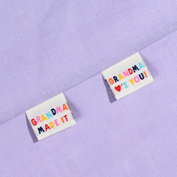 Grandma Made It and Grandma Loves You KATM sewing labels for handmade clothes and DIY sewing projects