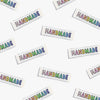 Handmade Rainbow woven KATM sewing labels for handmade clothes and DIY sewing projects
