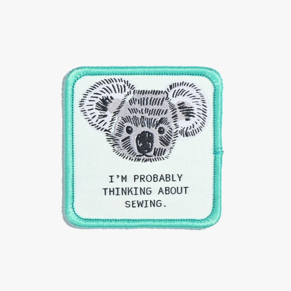 I’m Probably Thinking About Sewing Koala iron-on patch KATM sewing label for handmade clothes and DIY sewing projects