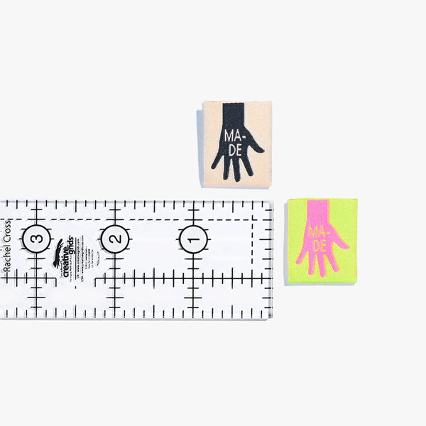 Made woven KATM sewing labels for handmade clothes and DIY sewing projects