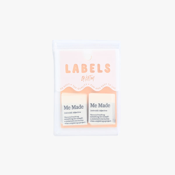 Me Made Definition woven KATM sewing labels for handmade clothes and DIY sewing projects