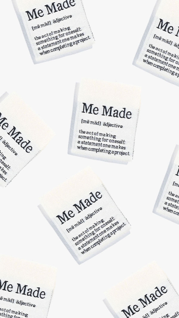 Me Made Definition woven KATM sewing labels for handmade clothes and DIY sewing projects