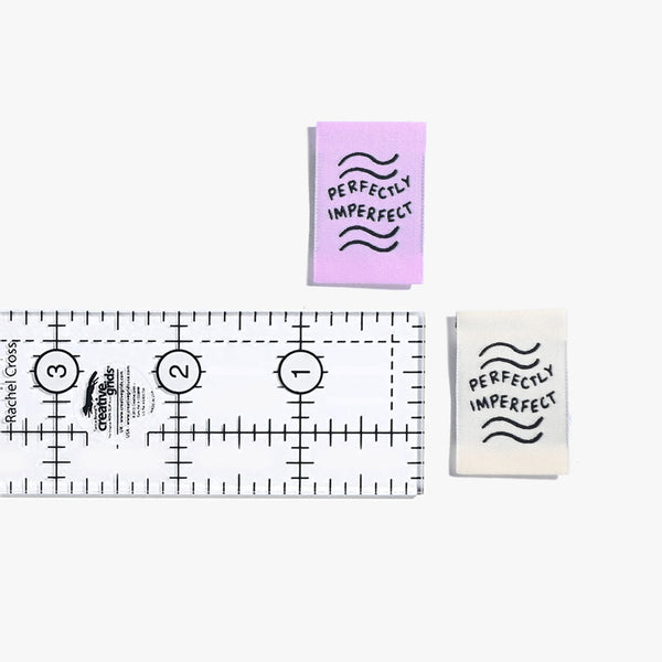 Perfectly Imperfect woven KATM sewing labels for handmade clothes and DIY sewing projects