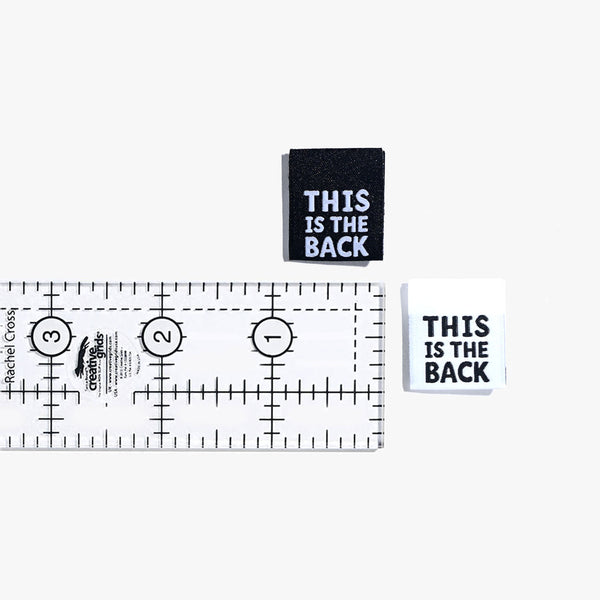 This Is The Back woven KATM sewing labels for marking handmade clothes and DIY sewing projects