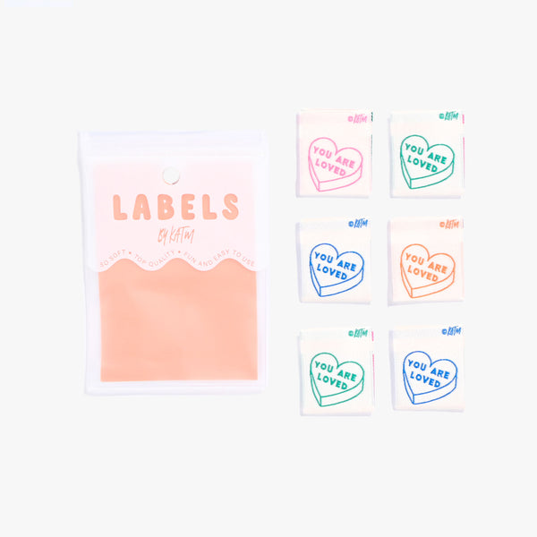 You Are Loved woven KATM sewing labels for handmade clothes and DIY sewing projects