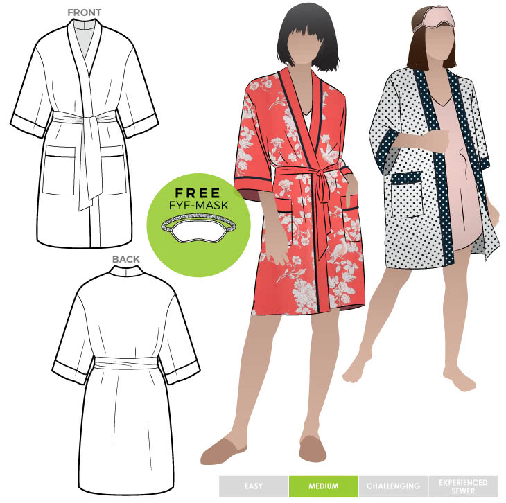 Loungewear Kimono/Robe Pattern Stylish Comfort with Patch