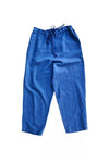 Blue pants with drawstring on a white background