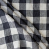 Navy Check extra wide 100% linen fabric with navy, chambray navy and white 2.5cm checks for curtains, bedding and garments