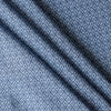 Navy Trellis linen–cotton blend fabric with navy diamond trellis print, 135 GSM, 40 LEA