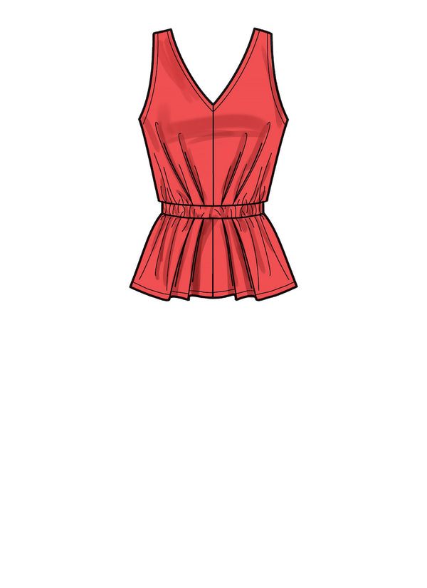 New Look Sewing Pattern N6668 for Misses' V-neck sleeveless top & flared skirt in linen and silky fabrics